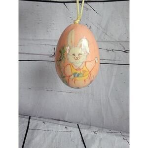 Decopage paper mache Egg Ornament Bunny With Eggs